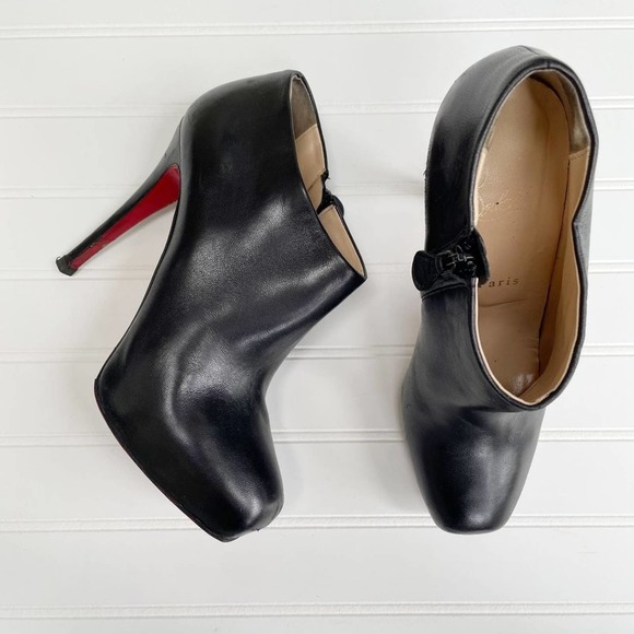 Christian Louboutin Shoes Heels Platform Ankle Boots Miss 120 Bootie Leather Bla - Picture 4 of 16